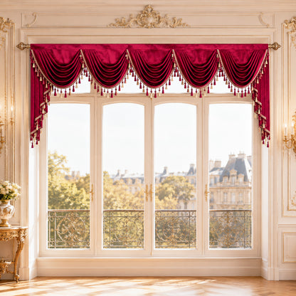 Custom-Made Solid Velvet Waterfall Valance