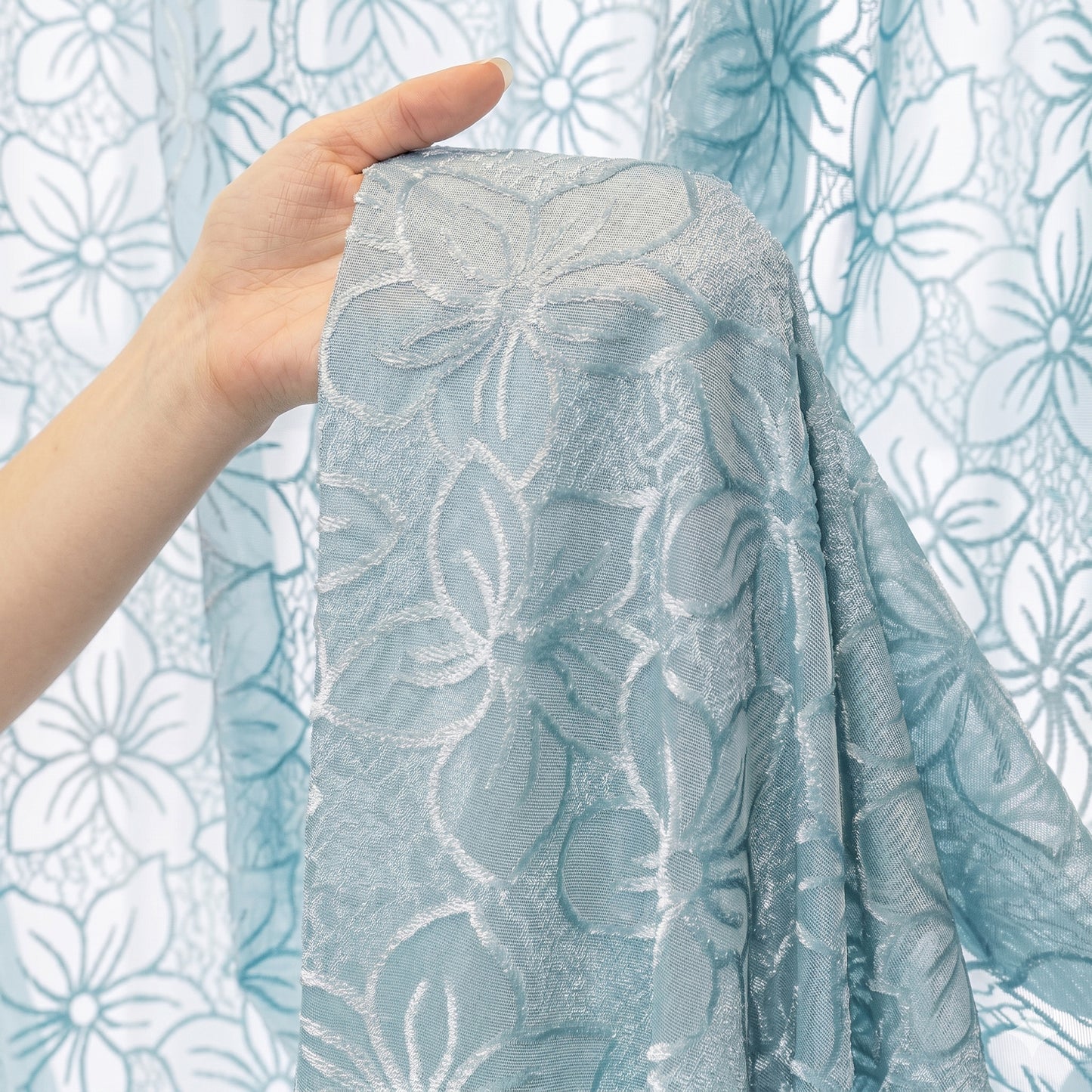 Custom-Made Country Style Floral Jacquard Sheer Curtains