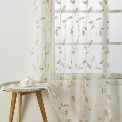 Custom-Made Leaf Embroidered Sheer Curtains