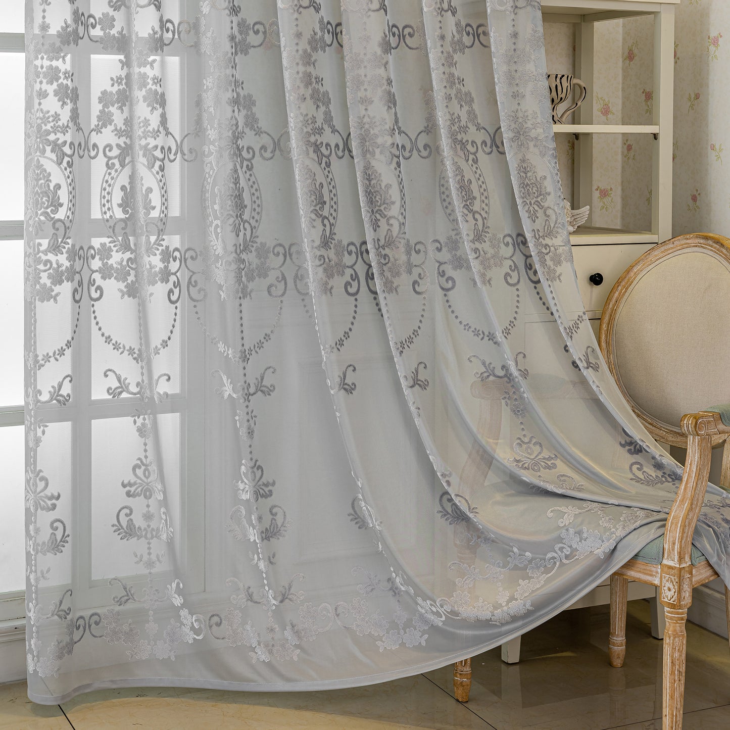 Custom-Made Vintage Jacquard Sheer Curtains