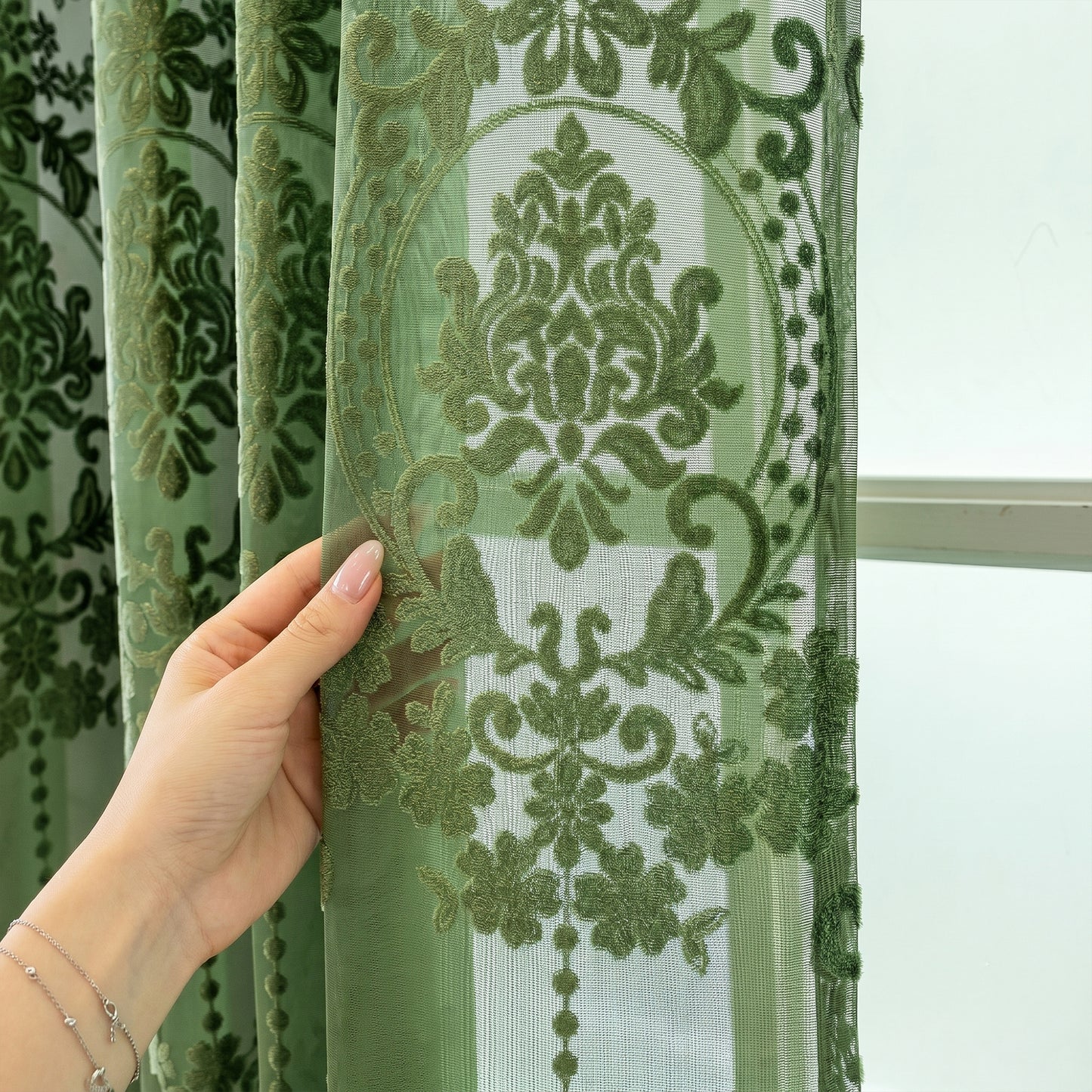 Custom-Made Vintage Jacquard Sheer Curtains