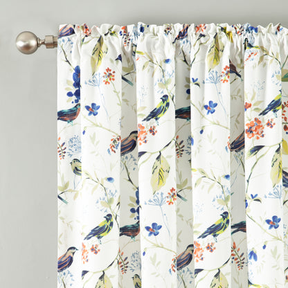 Custom-Made Bird Print Cotton Light Filtering Curtains