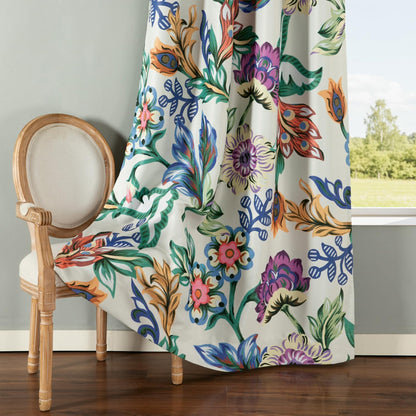 Custom-Made Vintage Floral Print Room Darkening Curtains