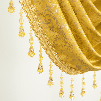 Custom-Made Gold Foil Velvet Waterfall Valance