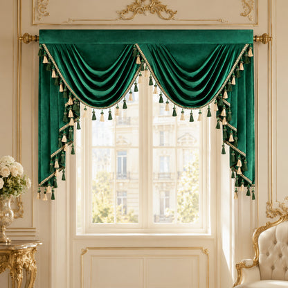 Custom-Made Solid Velvet Waterfall Valance