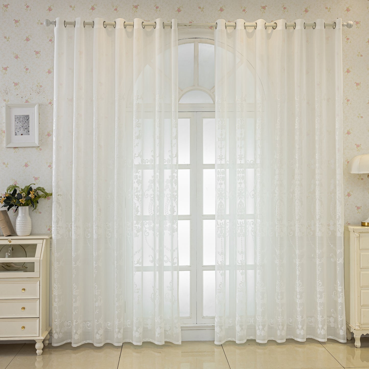 Custom-Made Vintage Jacquard Sheer Curtains
