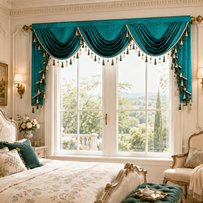 Custom-Made Solid Velvet Waterfall Valance