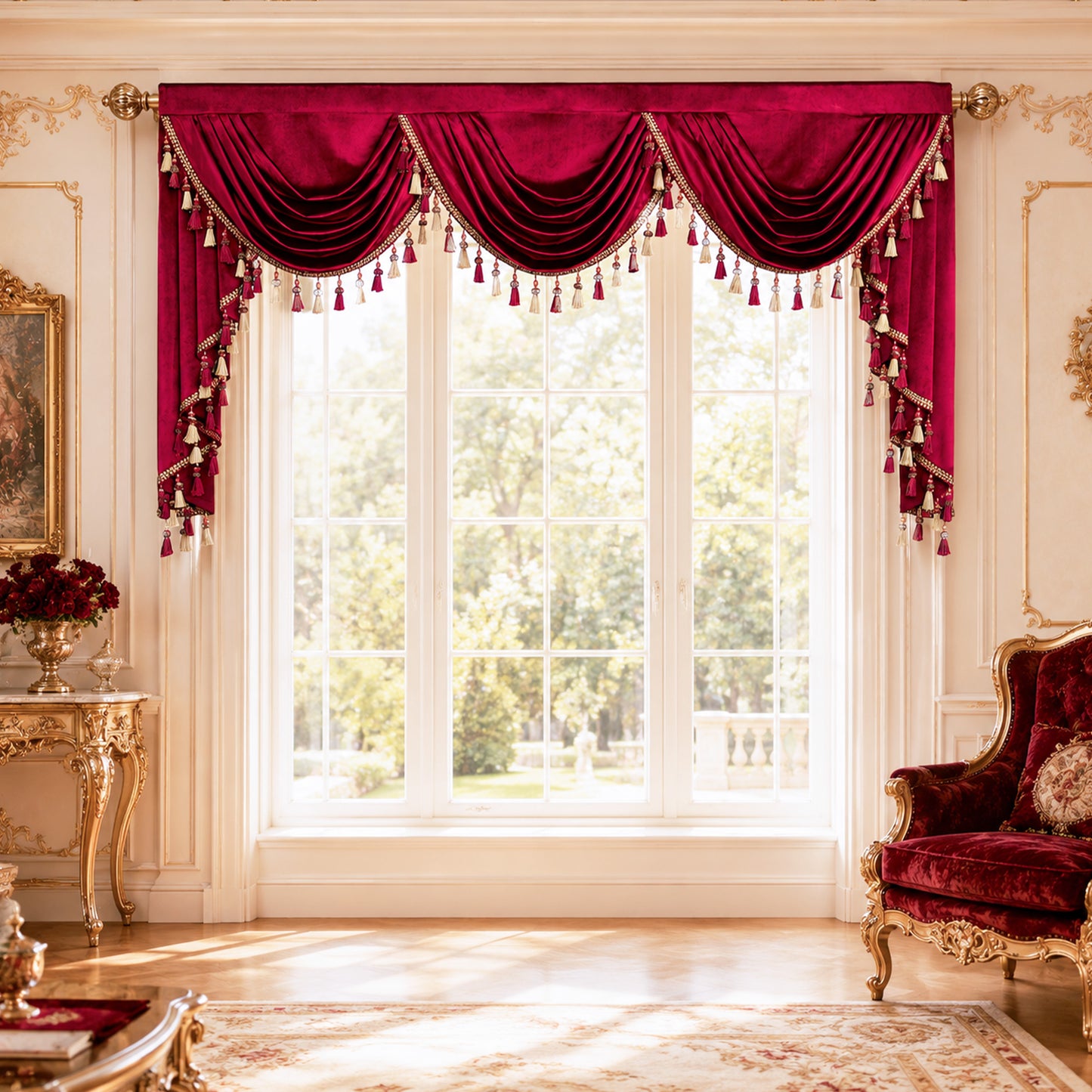 Custom-Made Solid Velvet Waterfall Valance
