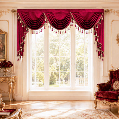 Custom-Made Solid Velvet Waterfall Valance