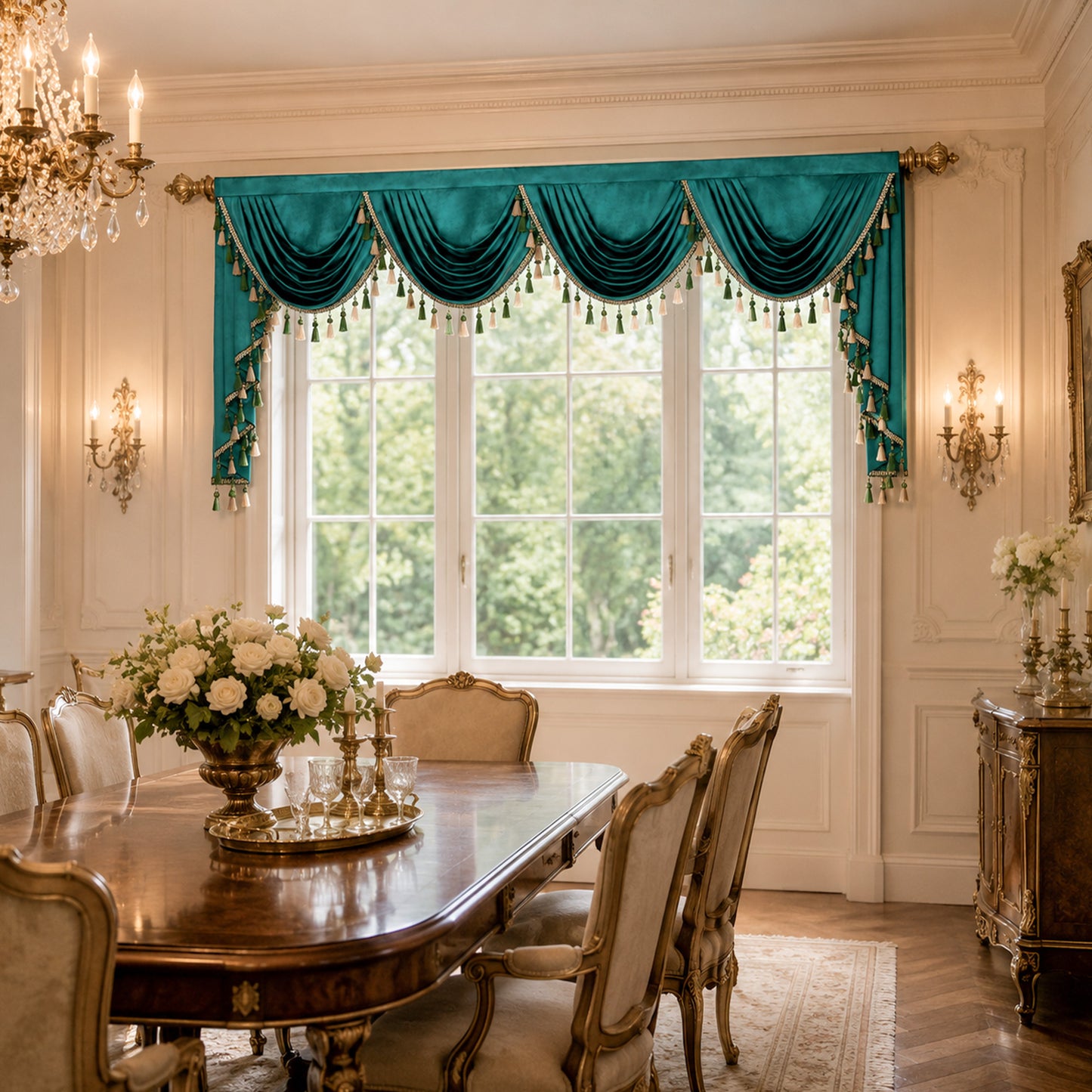 Custom-Made Solid Velvet Waterfall Valance