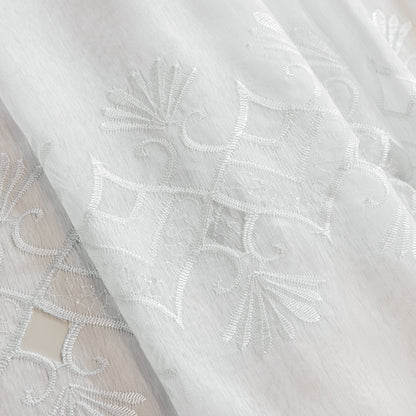 Custom-Made Geometric Embroidered Sheer Curtains