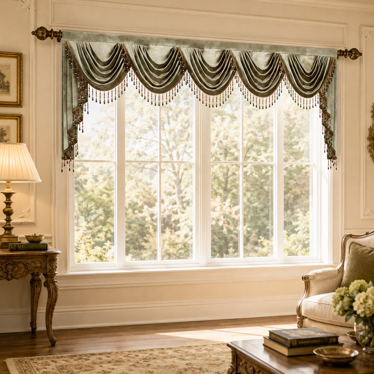Custom-Made Solid Velvet Waterfall Valance