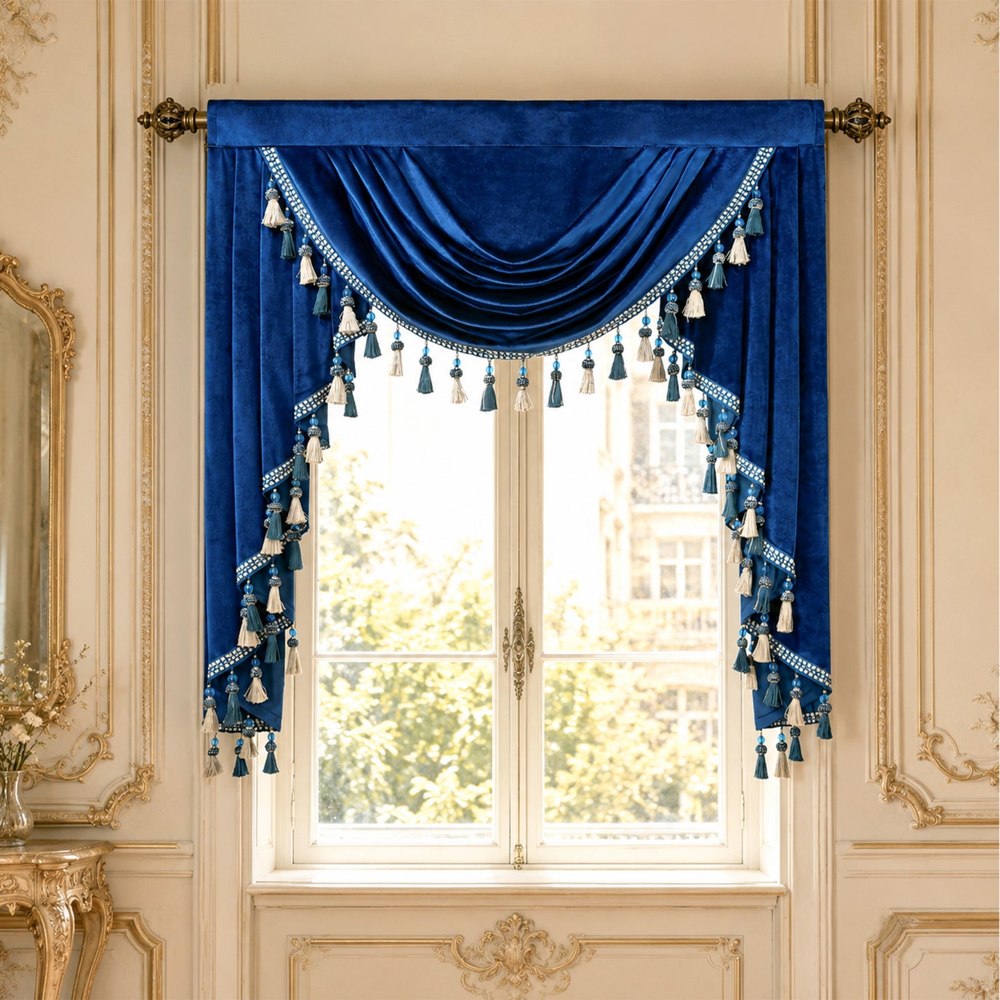 Custom-Made Solid Velvet Waterfall Valance