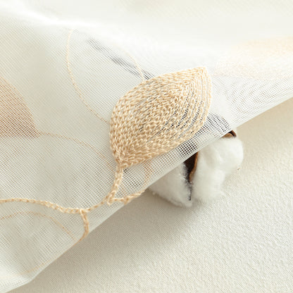 Custom-Made Leaf Embroidered Sheer Curtains