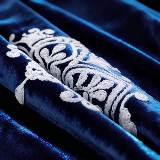 Custom-Made Embroidered Velvet Room Darkening Curtains