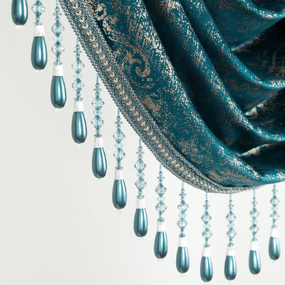 Custom-Made Gold Foil Velvet Waterfall Valance
