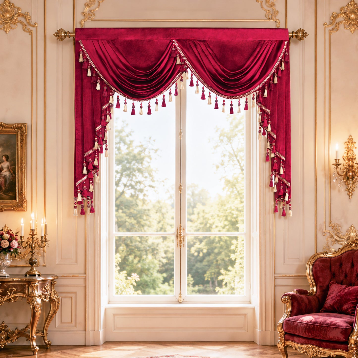 Custom-Made Solid Velvet Waterfall Valance
