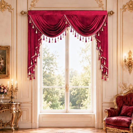 Custom-Made Solid Velvet Waterfall Valance