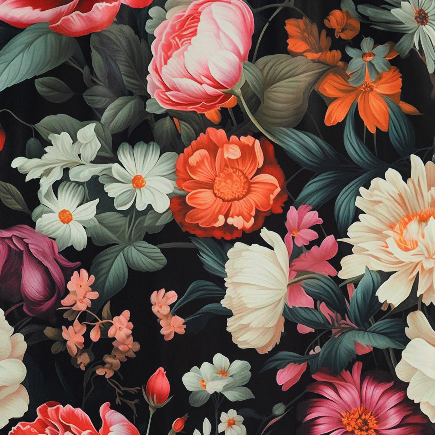Custom-Made Vintage Floral Print Room Darkening Curtains