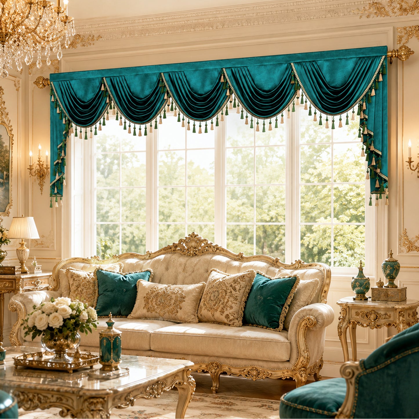 Custom-Made Solid Velvet Waterfall Valance