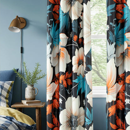 Custom-Made Vintage Floral Print Room Darkening Curtains