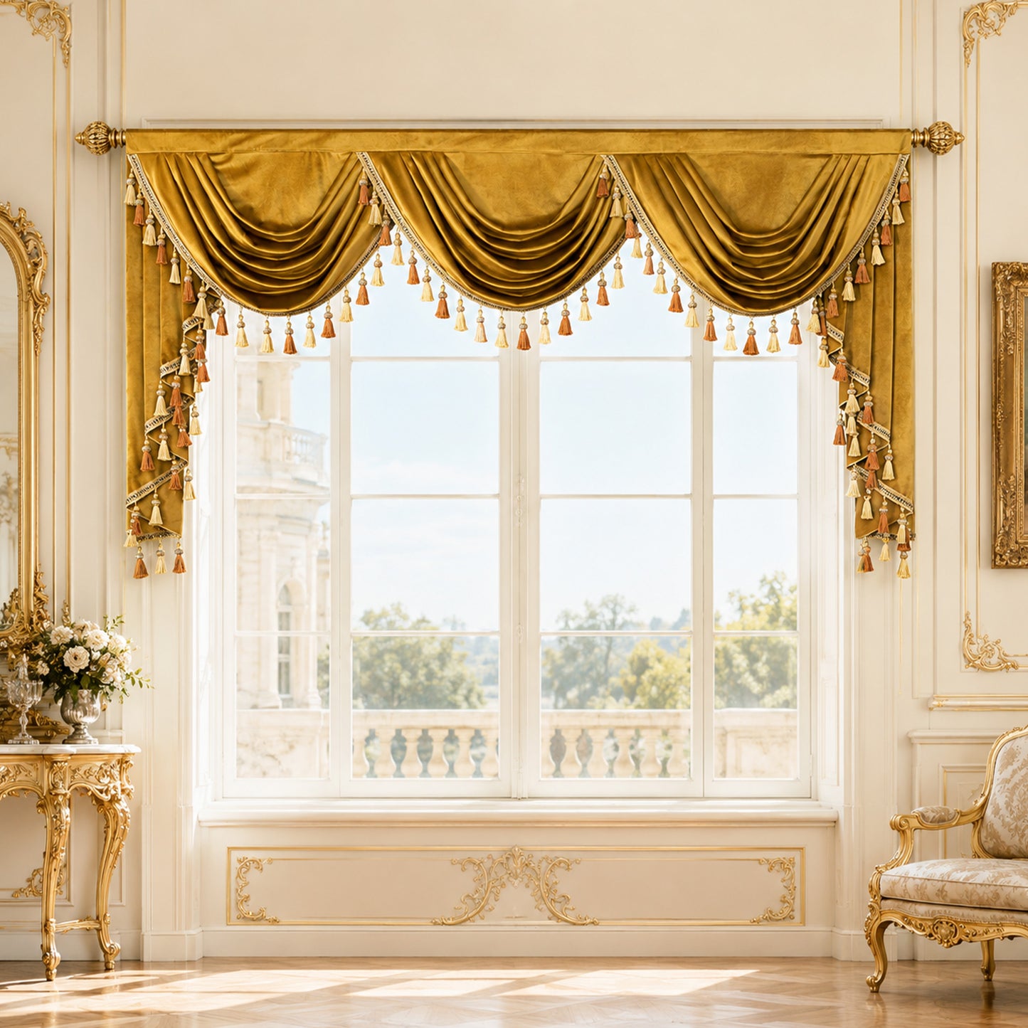Custom-Made Solid Velvet Waterfall Valance