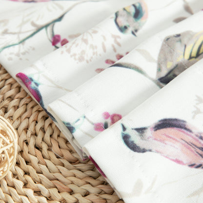 Custom-Made Bird Print Cotton Light Filtering Curtains