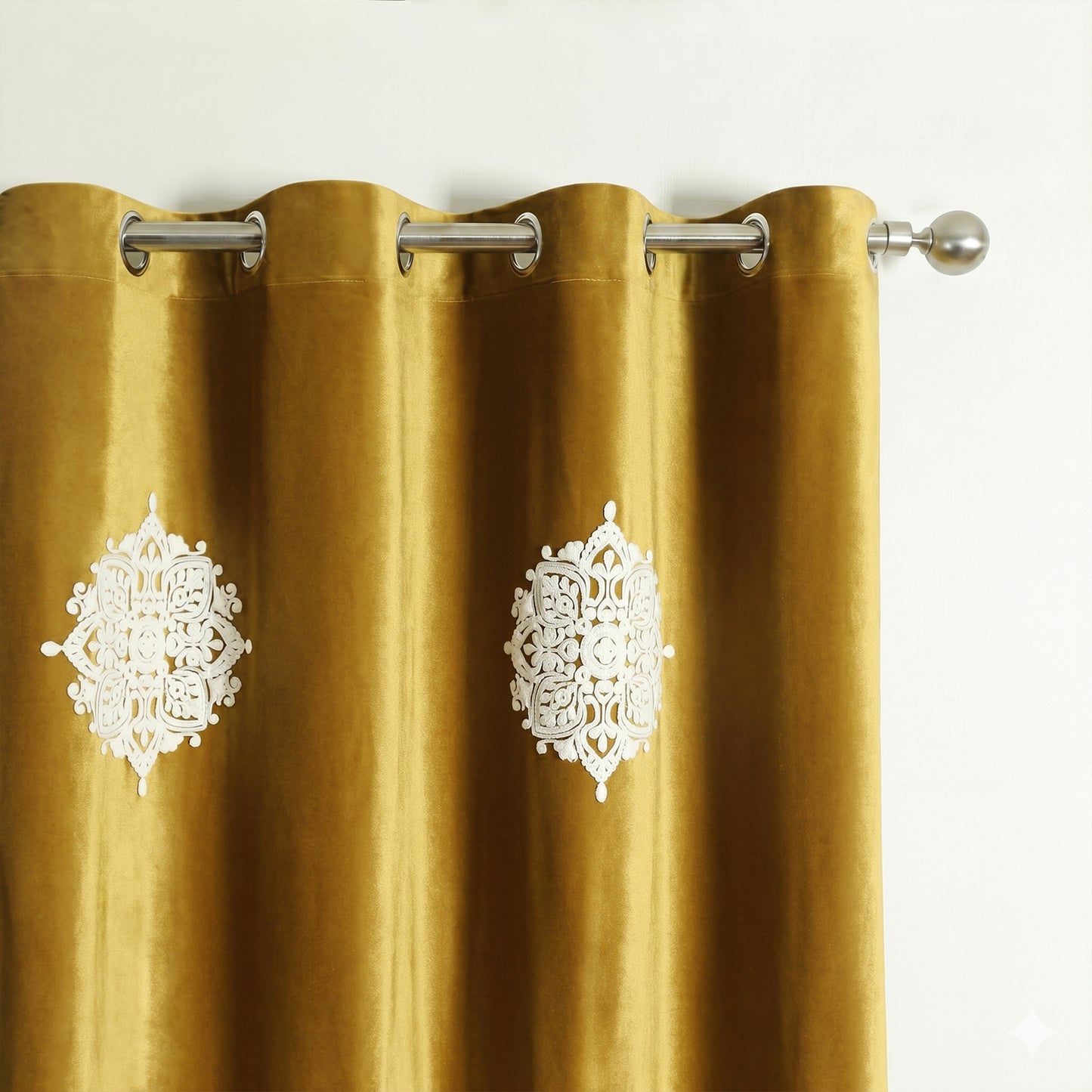 Custom-Made Embroidered Velvet Room Darkening Curtains