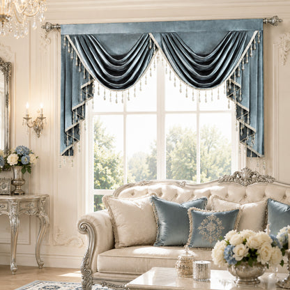 Custom-Made Solid Velvet Waterfall Valance