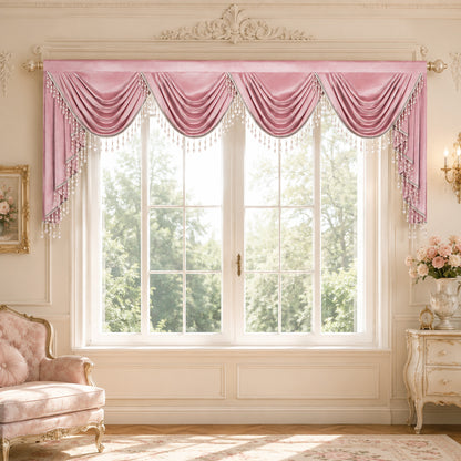 Custom-Made Solid Velvet Waterfall Valance