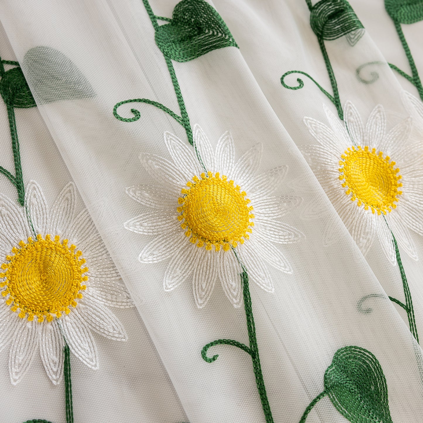 Custom-Made Wildflower Embroidered Sheer Curtains