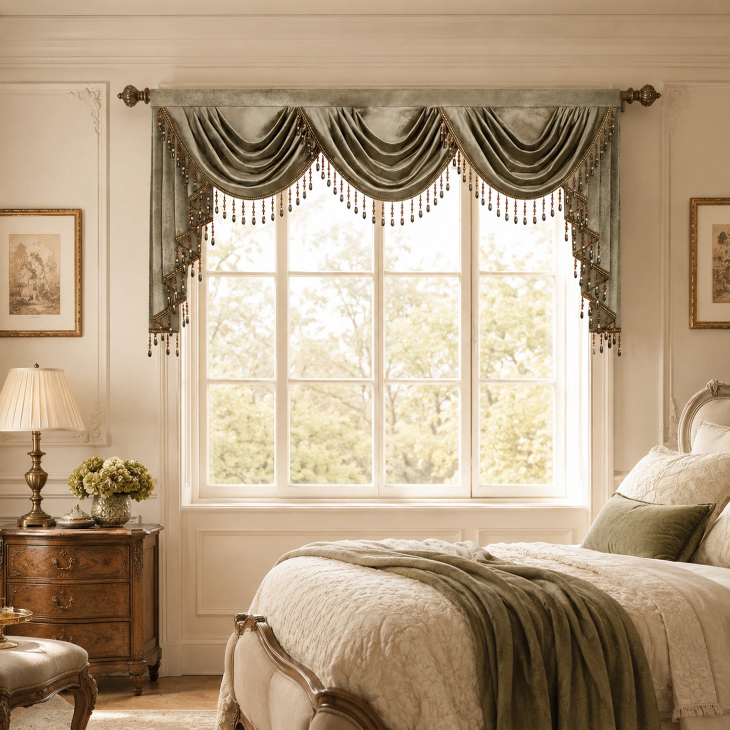 Custom-Made Solid Velvet Waterfall Valance