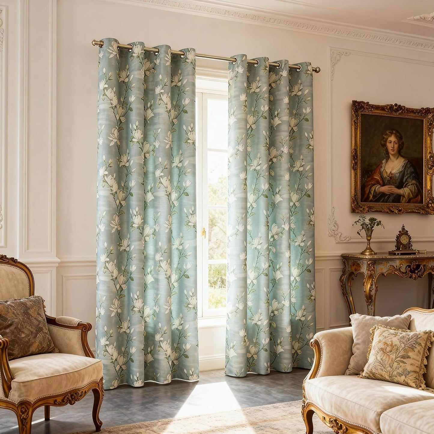 Custom-Made Country Floral Print Room Darkening Curtains