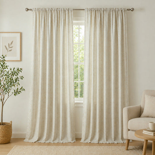 Custom-Made Vintage Jacquard Linen Light Filtering Curtains