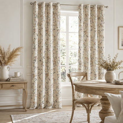 Custom-Made Vintage French Rose Floral Print Room Darkening Curtains