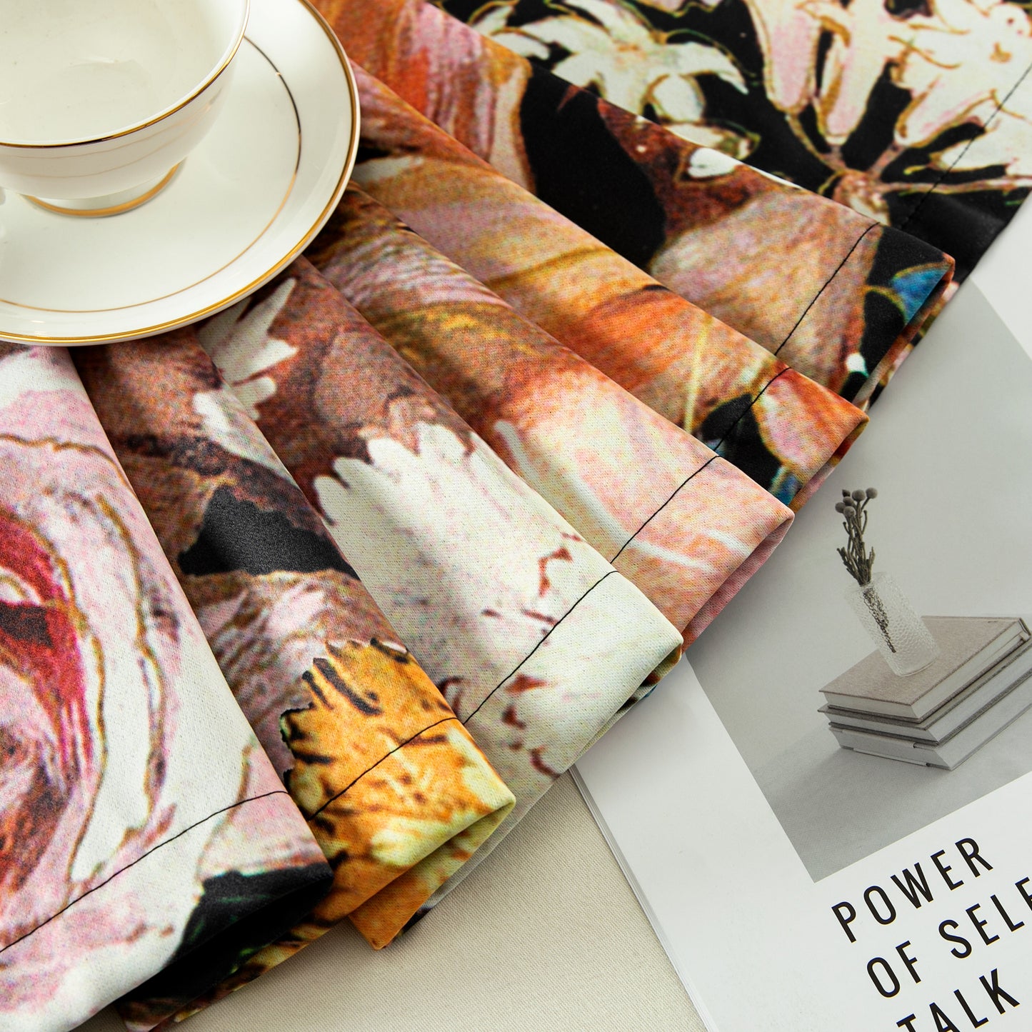 Custom-Made Vintage Floral Print Room Darkening Curtains