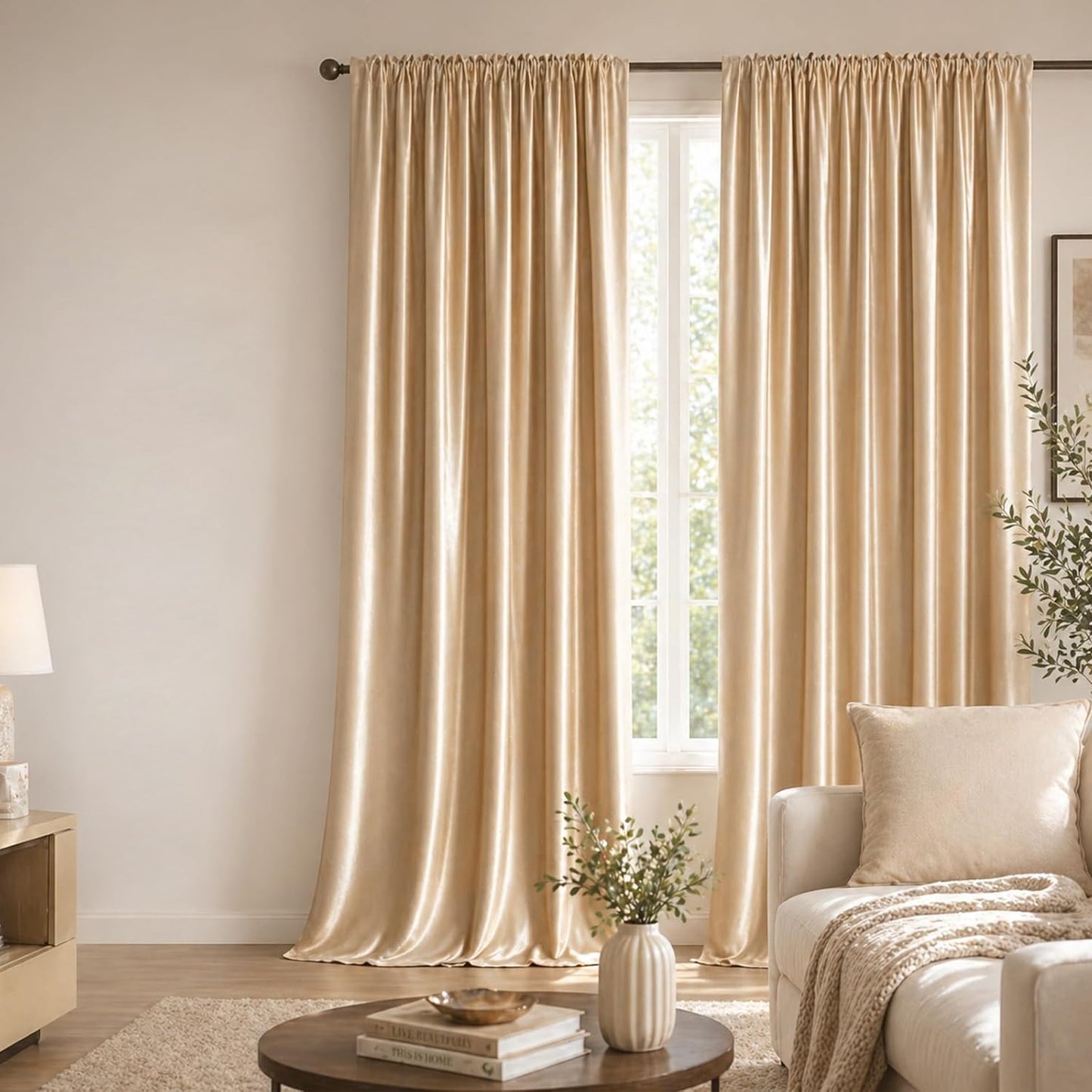 Custom-Made Solid Velvet Room Darkening Curtains