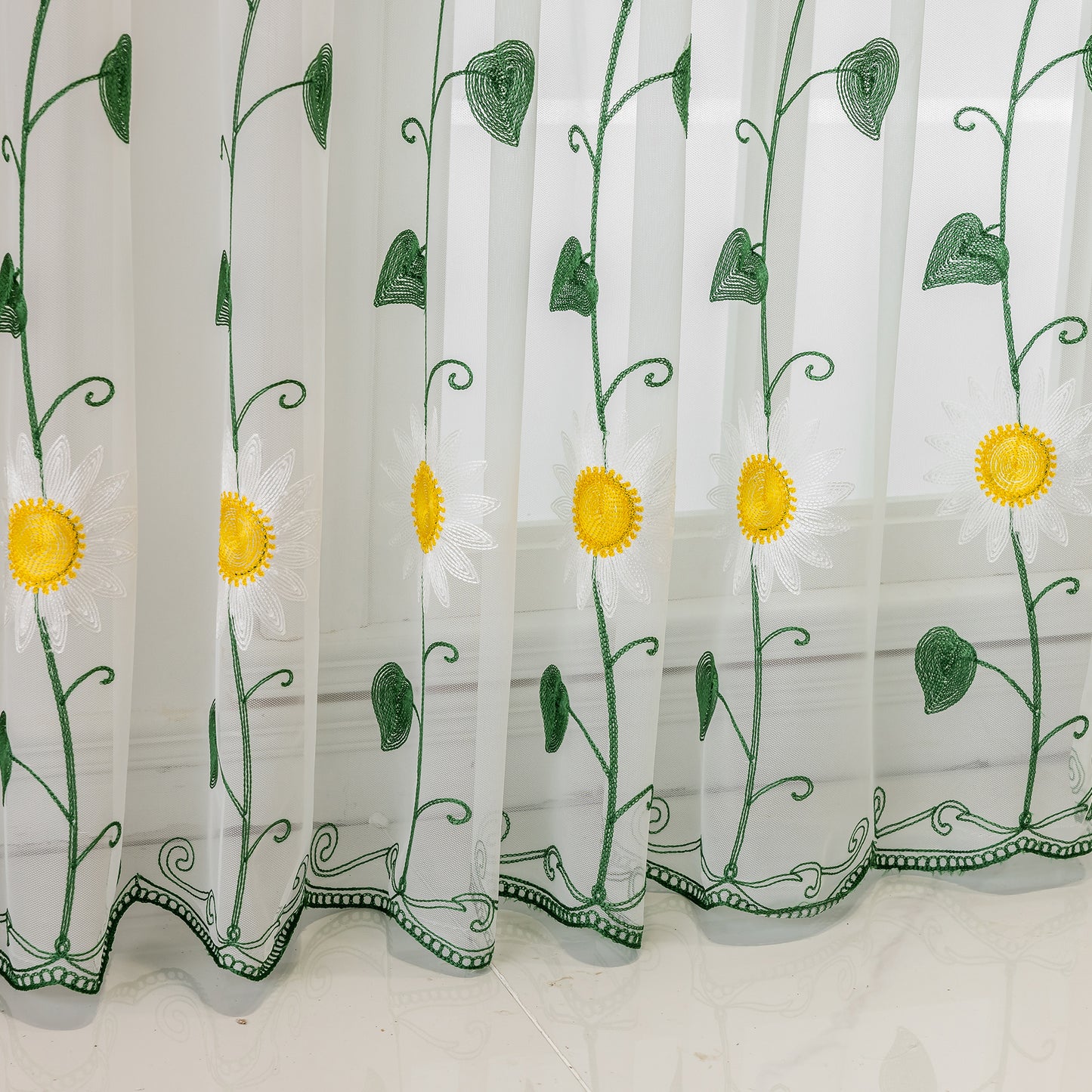 Custom-Made Wildflower Embroidered Sheer Curtains