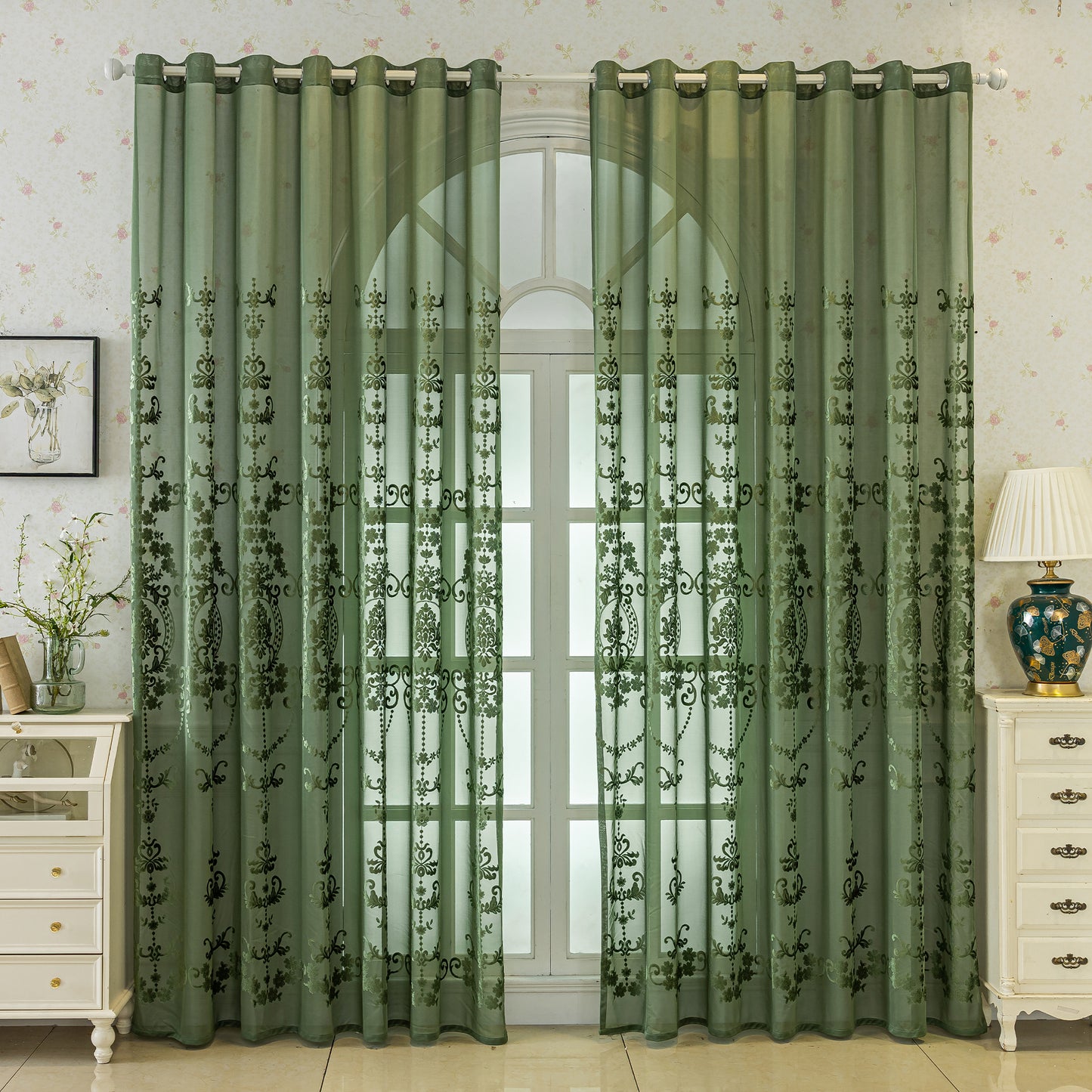 Custom-Made Vintage Jacquard Sheer Curtains
