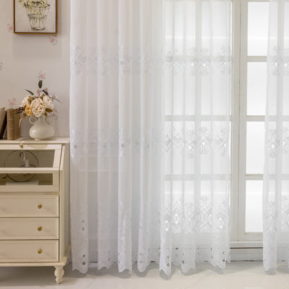 Custom-Made Geometric Embroidered Sheer Curtains