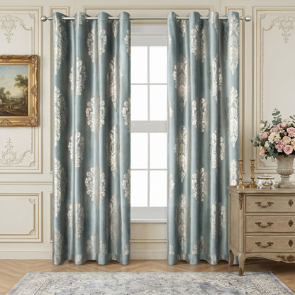 Custom-Made Vintage Gold Foil Velvet Room Darkening Curtains