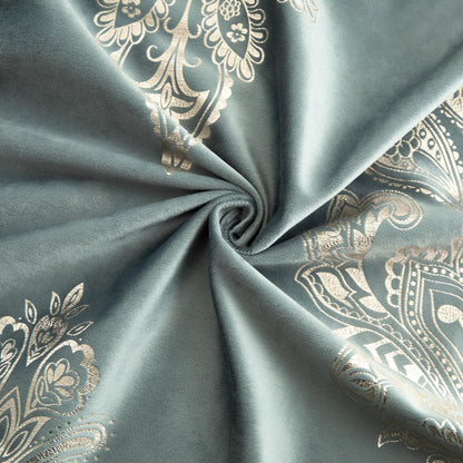 Custom-Made Vintage Gold Foil Velvet Room Darkening Curtains