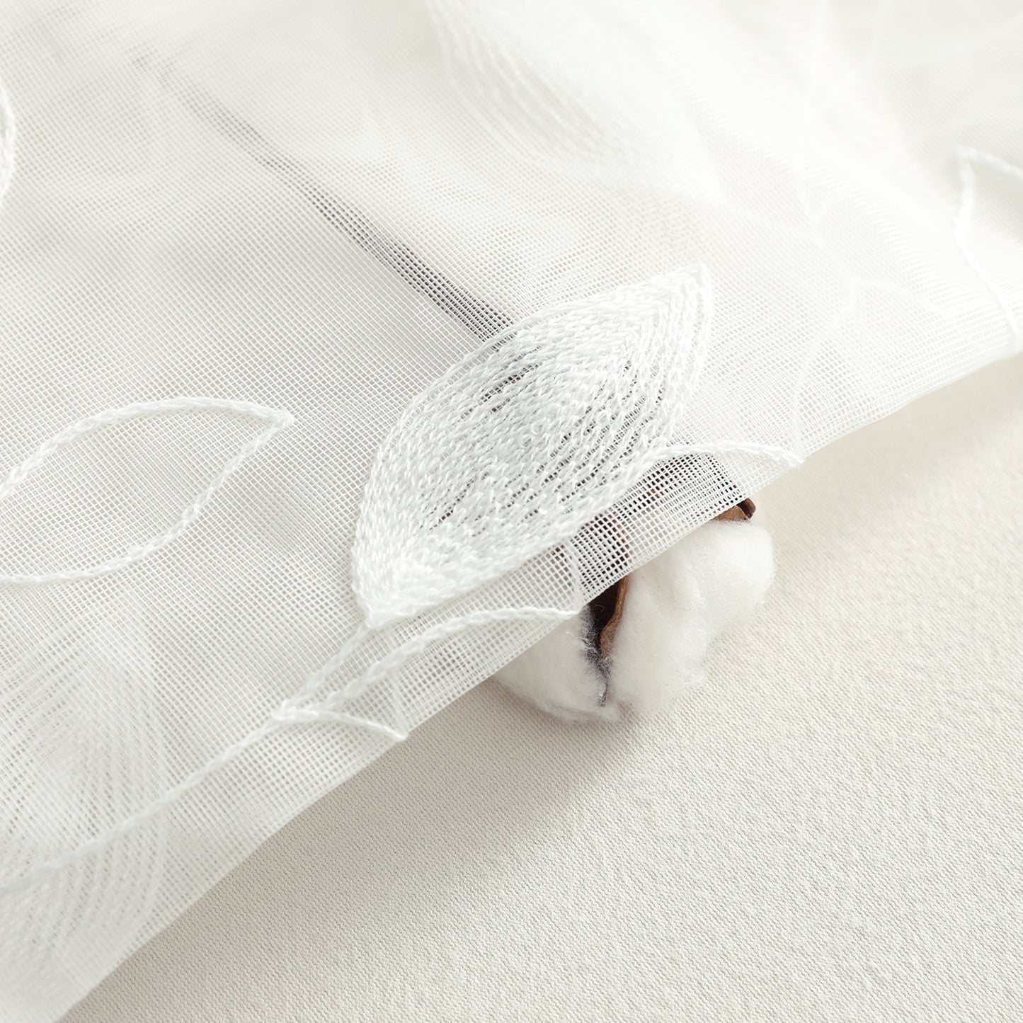 Custom-Made Leaf Embroidered Sheer Curtains