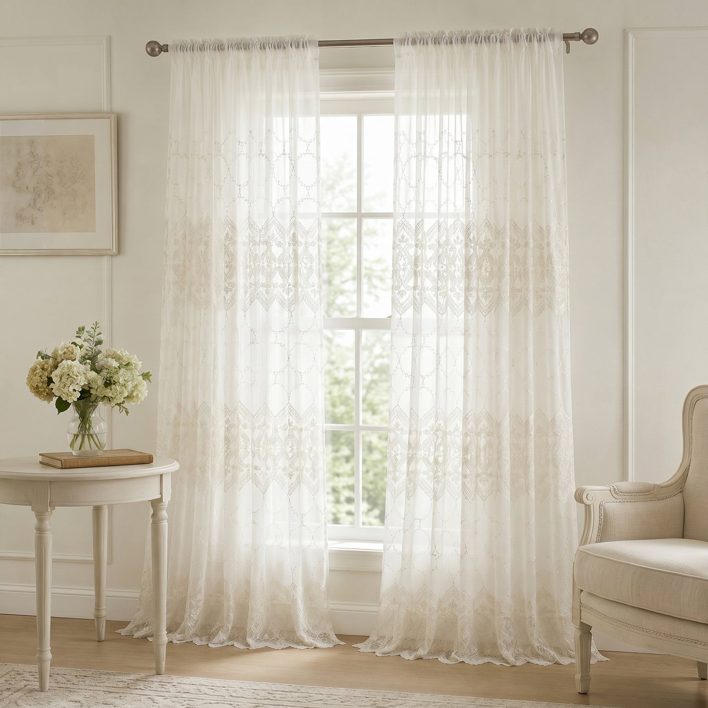 Custom-Made Vintage Light Luxury Embroidered Sheer Curtains