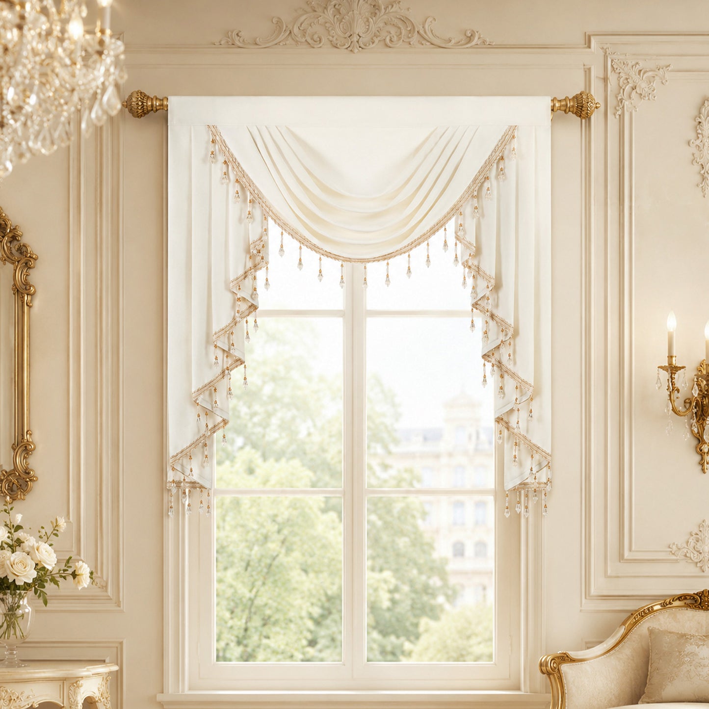Custom-Made Solid Velvet Waterfall Valance
