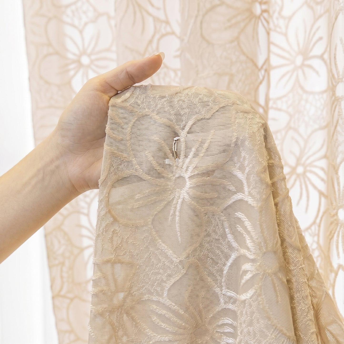 Custom-Made Country Style Floral Jacquard Sheer Curtains