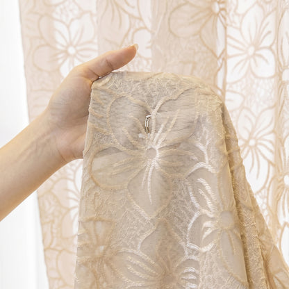 Custom-Made Country Style Floral Jacquard Sheer Curtains
