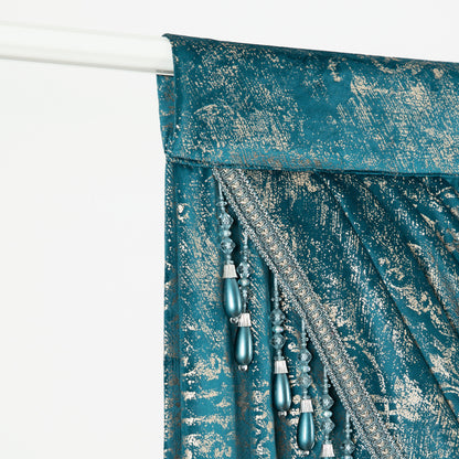 Custom-Made Gold Foil Velvet Waterfall Valance