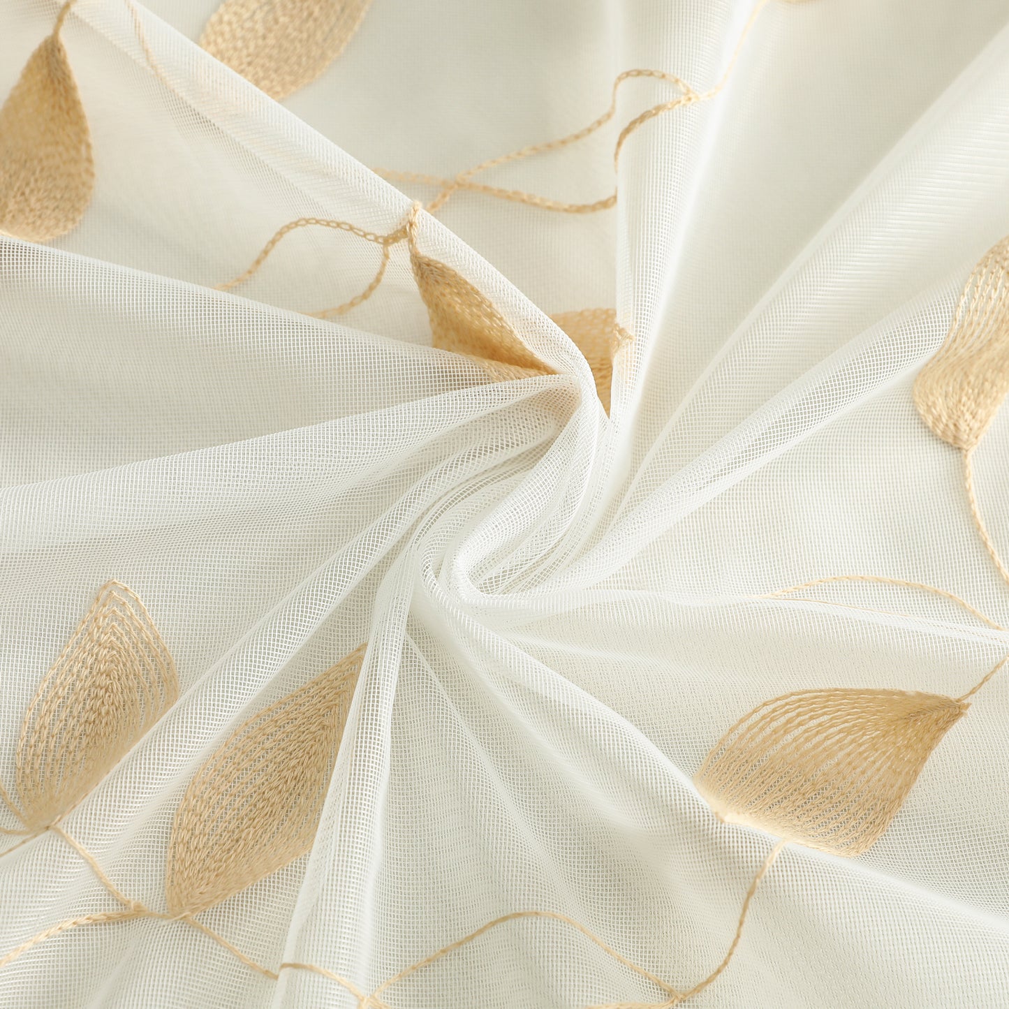 Custom-Made Leaf Embroidered Sheer Curtains