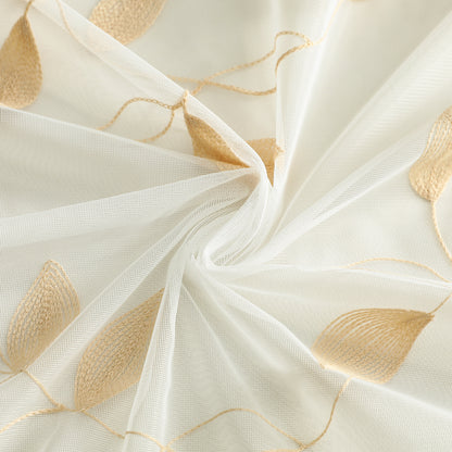 Custom-Made Leaf Embroidered Sheer Curtains